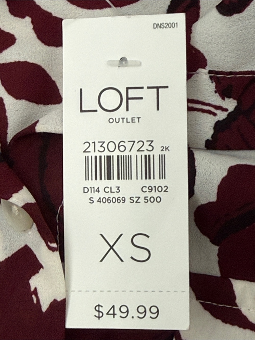 LOFT Women’s Burgundy Floral Button-Up Blouse, Size XS - Picture 8 of 9